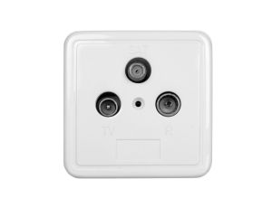 Gniazdo antenowe TV-SAT 1dB 5-2400MHz /z puszką n/t i plakietką/ 68852