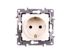 NILOE Gniazdo pojedyncze SCHUKO 2P+Z 16 A 250 V z przesłonami kremowe 764629
