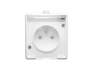 TROL Gniazdo hermetyczne pojedyncze z/u IP44 klapka transparentna białe 100132