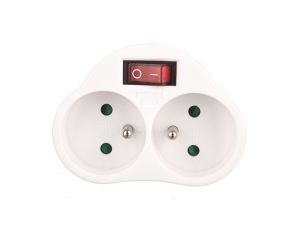 Rozgałęźnik wtyczkowy 2-gniazda z/u biały P0062