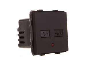 TouchMe Gniazdo 2xUSB 2,1A/5V czarne TM626B