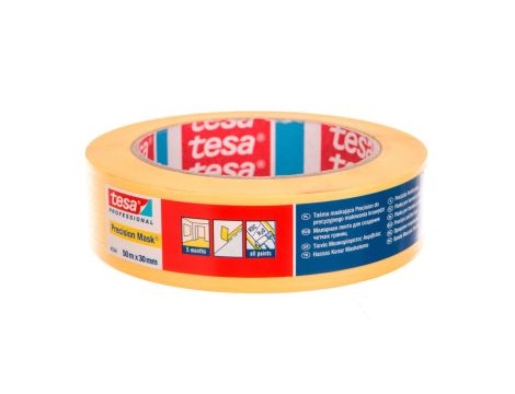 Taśma malarska profesjonalna precyzyjna ekstra cienki papier 5msc (100st C) 50m 30mm żółta 04334-00010-00