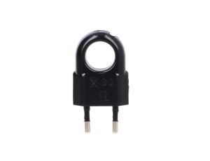 Wtyczka płaska z uchwytem b/u Euro 2,5A 250V czarna WTP2C-2