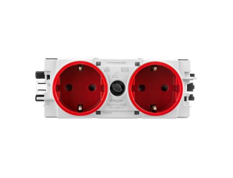 Gniazdo Schuko 2-kr wtycz.zacisk C-Profil czer GS20003020