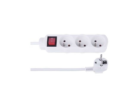 Przedłużacz z wyłącznikiem 3-gniazda z/u 1,2m /H05VV-F 3G1/ biały P1311