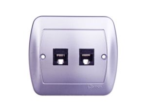 Simon Akord Gniazdo komputerowe podwůjne 2xRJ45 kat.5e aluminium metalizowane AF52/26