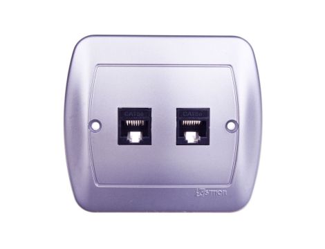 Simon Akord Gniazdo komputerowe podwůjne 2xRJ45 kat.5e aluminium metalizowane AF52/26