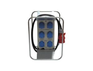 Rozdzielnica budowlana elCARRY-R C16-0006 IP44 w ramie, 2m H07RN-F 5G2,5 z wtyczką CEE 16A-5P, 6x gniazdo GK 230V 16A, RCCB 30mA