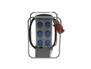 Rozdzielnica budowlana elCARRY-R C32-0006 IP44 w ramie, 2m H07RN-F 5G4 z wtyczką CEE 32A-5P, 6x gniazdo GK 230V 16A, RCCB 30mA 4