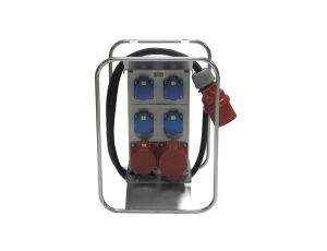 Rozdzielnica budowlana elCARRY-R C32-1104 IP44 w ramie, 2m H07RN-F 5G4 z wt. CEE 32A, gn: 4x GK 230V 1x CEE 16A 1x CEE 32A, RCCB