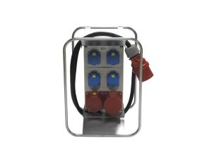 Rozdzielnica budowlana elCARRY-R C32-1104 IP44 w ramie, 2m H07RN-F 5G4 z wt. CEE 32A, gniazda: 4x GK 230V, 1x CEE 16A 1x CEE 32A