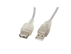 Przedłużacz USB 2.0 High Speed 5m + FERRYT transparentny LANBERG CA-USBE-12CC-0050-TR