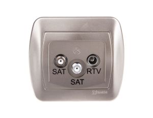 Simon Akord Gniazdo antenowe SAT/SAT/RTV satyna metalizowana AZAR+SAT3.1-P2/29