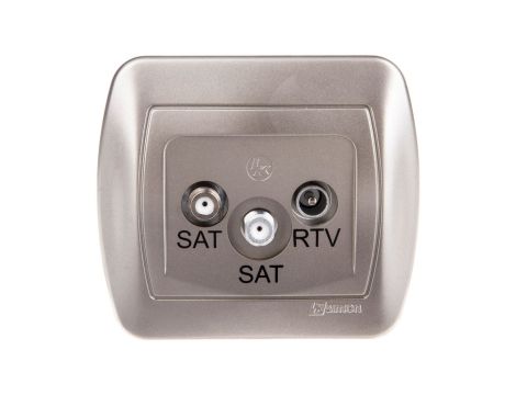 Simon Akord Gniazdo antenowe SAT/SAT/RTV satyna metalizowana AZAR+SAT3.1-P2/29