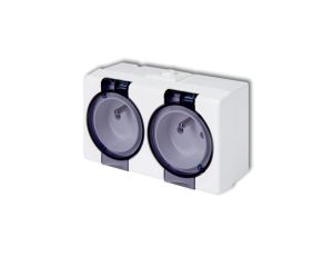 SENIOR Gniazdo podwójne 2x2P+Z (klapka dymna) biały GHS-2nd