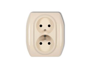 TREND Gniazdo podwójne z/u beżowy 1GP-2zp