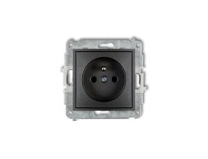 MINI Gniazdo pojedyncze z/u z przesłonami grafitowe 11MGP-1zp