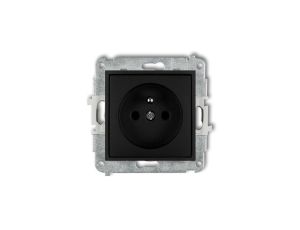 MINI Gniazdo pojedyncze z/u z przesłonami czarny mat 12MGP-1zp