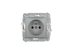 MINI Gniazdo pojedyncze z/u z przesłonami srebrny metalik 7MGP-1zp