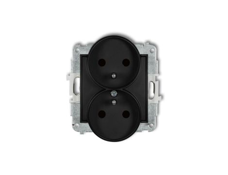 MINI Gniazdo podwójne z/u z przesłonami czarny mat 12MGPR-2zp