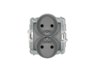 MINI Gniazdo podwójne z/u szary mat 27MGPR-2z