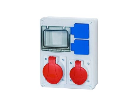 Rozdzielnica budowlana SYCYLIA 1x5P 16A 1x5P 32A 2x2P+Z 4 moduły ITALINE ITA00116 ELIT50526