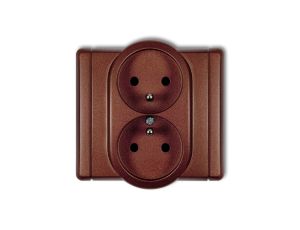 FLEXI Gniazdo podwójne z/u brązowy metalik 9FGP-2zp