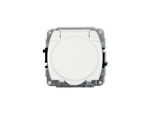 TREND Gniazdo bryzgoszczelne z/u (klapka biała) biały GPB-1zp