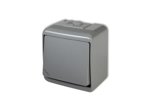 JUNIOR Łącznik schodowy popielaty IP54 10WHE-3