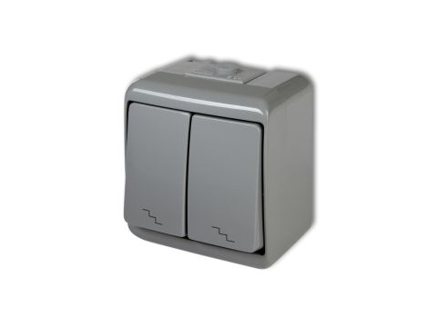JUNIOR Łącznik podwójny schodowy popielaty IP54 10WHE-7