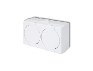 SENIOR Gniazdo podwójne z/u (klapka biała) biały GHS-2n