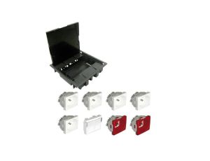 EFAPEL FLOOR BOX puszka podłogowa do podłóg technicznych 5x gniazdo 230V z/u + 2x gniazdo DATA z/u + 2x gniazdo RJ45 kat. 6 FTP