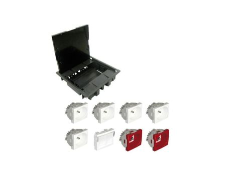 EFAPEL FLOOR BOX puszka podłogowa do podłóg technicznych 5x gniazdo 230V z/u + 2x gniazdo DATA z/u + 2x gniazdo RJ45 kat. 6 FTP