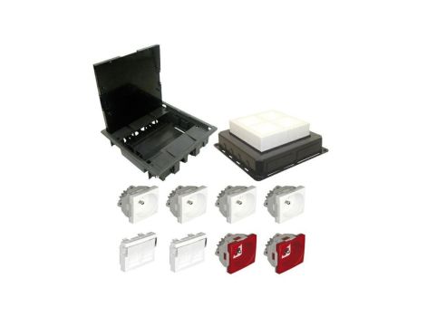 EFAPEL FLOOR BOX puszka podłogowa do podłóg wylewanych 4x gniazdo 230V z/u + 2x gniazdo DATA z/u + 4x gniazdo RJ45 kat. 6 FTP ek