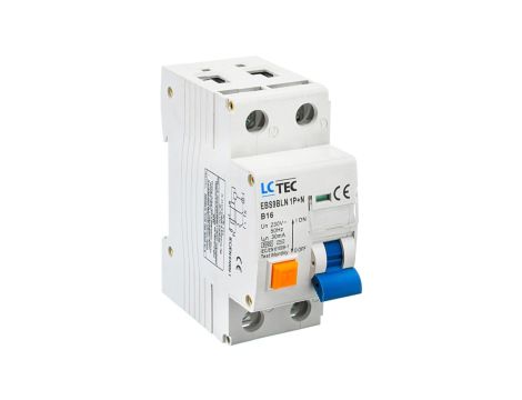 Wyłącznik różnicowoprądowy z członem nadprądowym 1P+N 16A 30mA typ AC LC-Tec EBS9BLN-30/16/AC LCTEC-EBS9BLN-30/16/