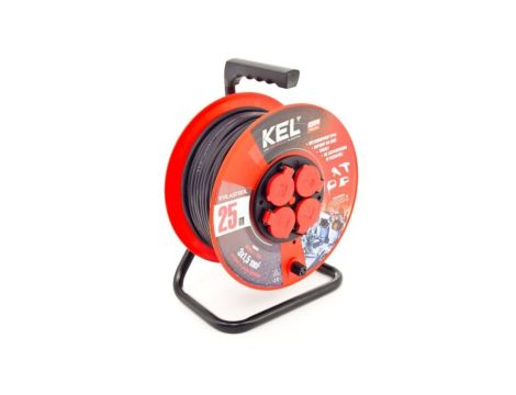 Przedłużacz bębnowy PROFESSIONAL LINE 25m H05RR-F 3x1,5 4xGS /+termik/ 16A IP44 czarny