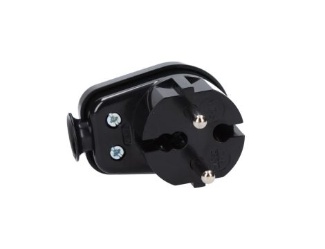 Wtyczka kątowa b/u 16A 2P 250V czarna WT-16 K2