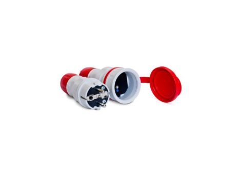 Zestaw EXTREM wtyczka + gniazdo 16A 2P+Z 250V IP54 szary/czerwony ZWG-54