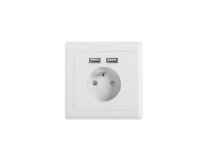 Gniazdo pojedyncze z/u z ładowarką 2xUSB 2,1A AC-WS01-USB2-E