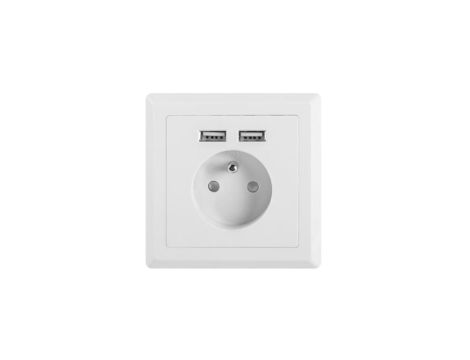 Gniazdo pojedyncze z/u z ładowarką 2xUSB 2,1A AC-WS01-USB2-E