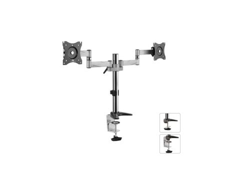 Uchwyt biurkowy do dwóch monitorów LCD 13-27 8kg aluminiowy Maclean MC-714
