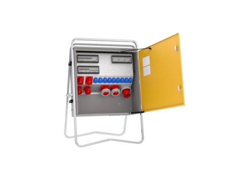 Rozdzielnica budowlana elBOX-XL W125-022209 IP44 wtyk CEE 125A-5P gn: 9xGK 230V 16A 2x16A 2x32A 2x63A 4xRCCB