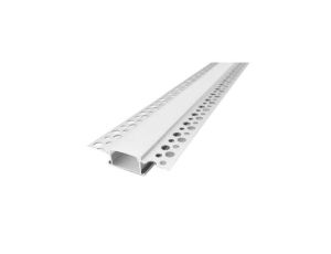 Profil led MiniLUX LINE-20 2m srebrny +Klosz mleczny klik (profil wpuszczany ze skrzydełkami do zagipsowania)