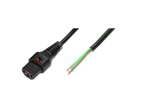 Kabel zasilający do zarobienia 3x1 OPEN/IEC C13 prosty M/Ż czarny IEC-PC1025 /2m/