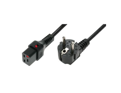 Kabel zasilający serwerowy 3x1,5 Schuko kątowy/IEC C19 prosty M/Ż czarny IEC-EL262S /2m/
