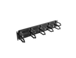 Organizer kabli 19 2U z 5 uchwytami typ B + panel szczotkowany czarny AK-1204-B