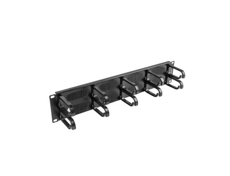 Organizer kabli 19 2U z 5 uchwytami typ B + panel szczotkowany czarny AK-1204-B