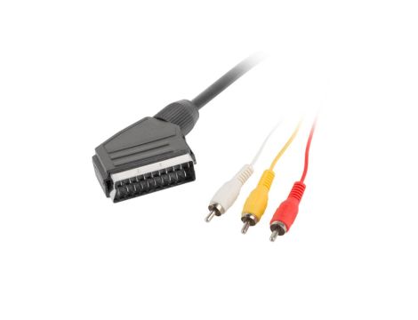 Przewód połączeniowy 3xRCA (CINCH) - SCART (Euro) czarny 1,8m CA-EURC-10CC-0018-BK