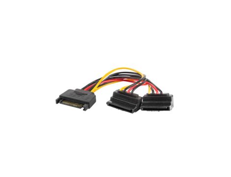 Kabel SATA zasilający (M)-SATA(F) 90 x2 15cm CA-SASA-10CU-0015
