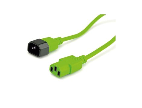 Przedłużacz zasilający 230V IEC320 C14/ C13 0,8m zielony
